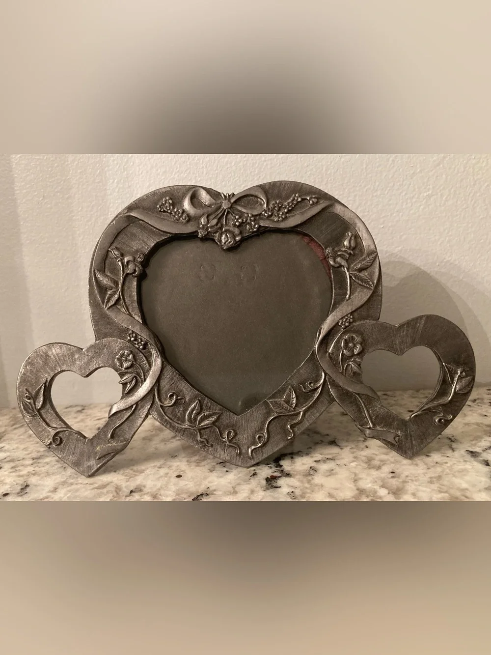 Vintage Metzke 1985 Triple Photo Pewter Photo Frame